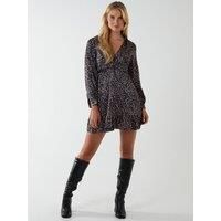 Blue Vanilla Women's Wrap Bust Mini Shirt Dress in Black | Size: 8