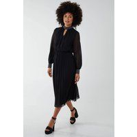 Blue Vanilla Womens BLACK Diamante Collar Pleated Skirt Midi Dress