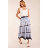 Contrast Printed Tiered Skirt