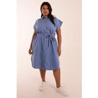Blue Vanilla Women's Curve Button Front Shirt Dress in Blue | Size: 26-28