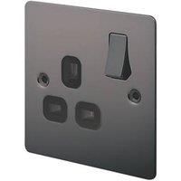 LAP 13A 1-Gang DP Switched Plug Socket Black Nickel with Black Inserts (89353)