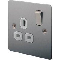LAP 13A Stainless steel effect Unswitched socket