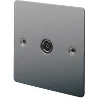 LAP Brushed Stainless steel effect Coaxial socket