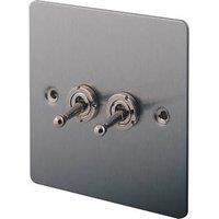 LAP 10AX 2-Gang 2-Way Toggle Switch Brushed Stainless Steel (34179)
