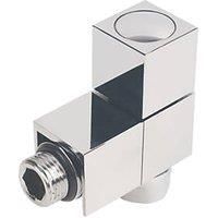 Cube Chrome Angled Manual Radiator Valve 15mm x 1/2" 2 Pack (98904)
