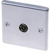 LAP 1-Gang Female Coaxial TV Socket Brushed Stainless Steel (99858)