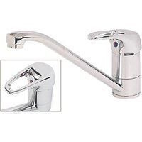 Mixer Kitchen Tap Mono Single Lever Chrome Ceramic Disc Valves Swivel Spout 7bar