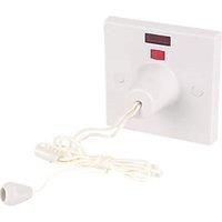 45A 1-Way Pull Cord Switch White with Neon (9670D)