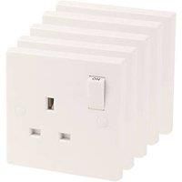 13A 1-Gang SP Switched Plug Socket White 5 Pack (9049D)