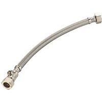 Tap Connector with Valve Flexible Pipe Hose 15mm x  ½"  x 300mm-Stainless Steel