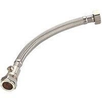 Bath Tap Connector with Valve 22mm x 3/4" x 500mm Stainless Steel Flexible Hose