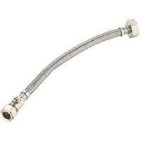 Tap Connector with Stop Valve Flexible S/Steel Pipe Hose 15mm x 3/4" x  500mm