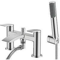 Watersmith Heritage Deck-Mounted Bath / Shower Mixer Tap Wye Double Lever Chrome