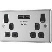 LAP Socket EBS22U3B Type A 2 USB Charging Ports Twin 2 Gang Single Pole 13A 240V
