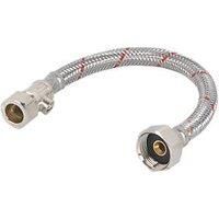 Plumbsure Tap Connector Stop Valve Flexible S/Steel Pipe Hose 15mm x ¾" x 300mm