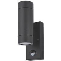 LAP Outdoor Wall Light Up And Down With PIR Sensor Black Metal Modern 35W