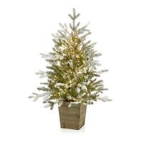 Premier Decorations 3Ft Pre-lit Flocked Artificial Christmas Tree In Pot