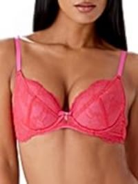 Gossard Women/'s Superboost Lace Padded Plunge Bra, Red (Rose Red), 30D