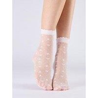 Pretty Polly Pretty Polly Bow Pattern Sheer Socks - Milky White