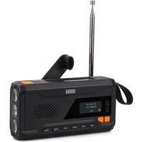 Solar Power Bank Wind Up Radio with Bluetooth - August MB290B - Camping or Fishing Rechargeable 4500mAh All-in-One Portable DAB/FM Radio, Bluetooth 5.0, 3.5mm - Hand Crank 3 Brightness Torch - Black