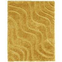 Modern Style Rugs Detroit Wave Shaggy Carved Soft Yellow Ochre Indoor Rug. High Pile Rugs for Living room, Bedroom, Conservatory, 120x170 cm (4ft x 5ft 7 inch)