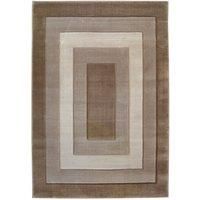 3D Border Natural Latte Grey Area Rug Livingroom Bedroom Conservatory Office