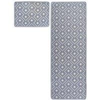 Homemaker Modern Geo Runner & Doormat Grey 57X150Cm &57X40Cm