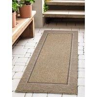 Modern Style Rugs Summer Border Design Very Hardwearing Weather Resistant Latte Runner Rug. Available for both Indoor Outdoor Usage, Patio, Garden, Living Room, Dining Room Runner - 80x200cm