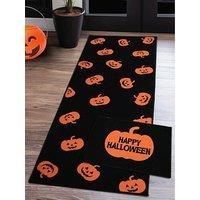 Halloween Pumpkin Runner And Doormat Set