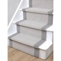 Homemaker Maestro Herringbone Border Edge Grey Stair Runner 67X600Cm, Grey