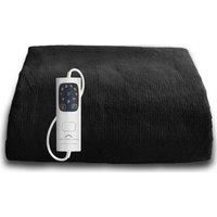 Dreamland Relaxwell Intelliheat+ 5 Minute Fast Heat Luxury Black Heated Electric Throw, 120 x 160cm, 1 Control, 6 Temperature Settings and Timer, Machine Washable and Tumble Dry Safe