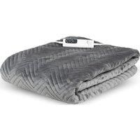 Dreamland Deluxe Velvet Herringbone Heated Throw  Grey