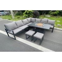 Aluminium 10 Seater Outdoor Patio Furniture Set With Fire Pit