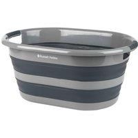 Russell Hobbs LA053879 Collapsible Laundry Basket 27 L White & Grey/Grey Striped