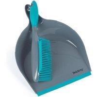 Beldray LA069351EU Pet Plus+ Rubber Dustpan with Brush Set | Compact Design | Grey/Turquoise, 30 x 22 x 7.5 cm