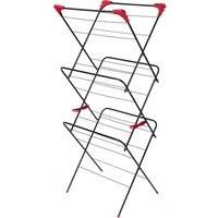 Russell Hobbs LA073785EU 3-Tier Clothes Airer with Shirt Hanging Corners | Red/Black, 138 x 64 x 45 cm