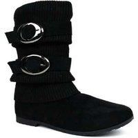 Ladies Boots With Decorative Buckles - Black