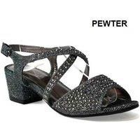 Girl'S Heel Diamante Open Toe Sandals - Black