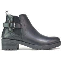 Womens Side Buckle Zip Up Ankle Boots - Black