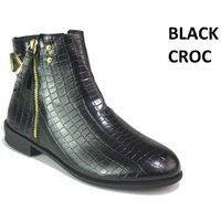 Womens Zip Ankle Fashion Boots - Black