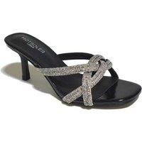 Womens Mid High Heel Wedding Sandals - Black