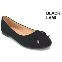 Womens Bow Slip On Ballerina - Black