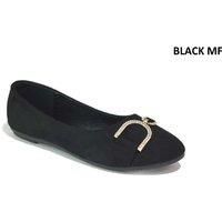 Ladies Diamante Black Shoes Women Casual Slip On Rounded Toe Outdoor UK Size 3-8