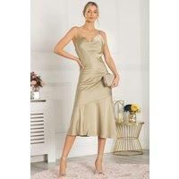 Alaysha Cowl Neck Satin Dress