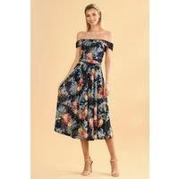 Rezka Off Shoulder Mesh Midi Dress