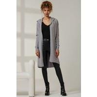 Jolie Moi Women's Drawstring Waist Hooded Cardigan in Light Grey | Size: S/M