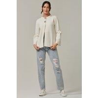Jolie Moi Women's Button Bow Sleeve Knit Cardigan Sweater in Off White | Size: Small/Medium