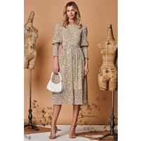 Chiffon Maxi Dress with Shirred Cuffs