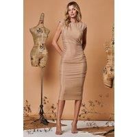 Metallic Sparkly Ruched Bodycon Dress