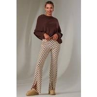 Jolie Moi Women's Split Hem Flared Trousers in Brown | Size: 16